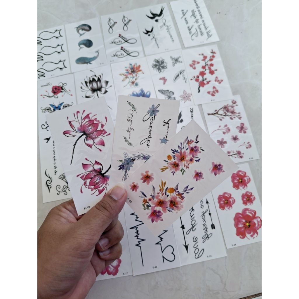 KR Tatto Temporary E BUNGA ESTETIK Size 5x9 Random |  Tato Tempel Tahan Air Anti Air Sementara