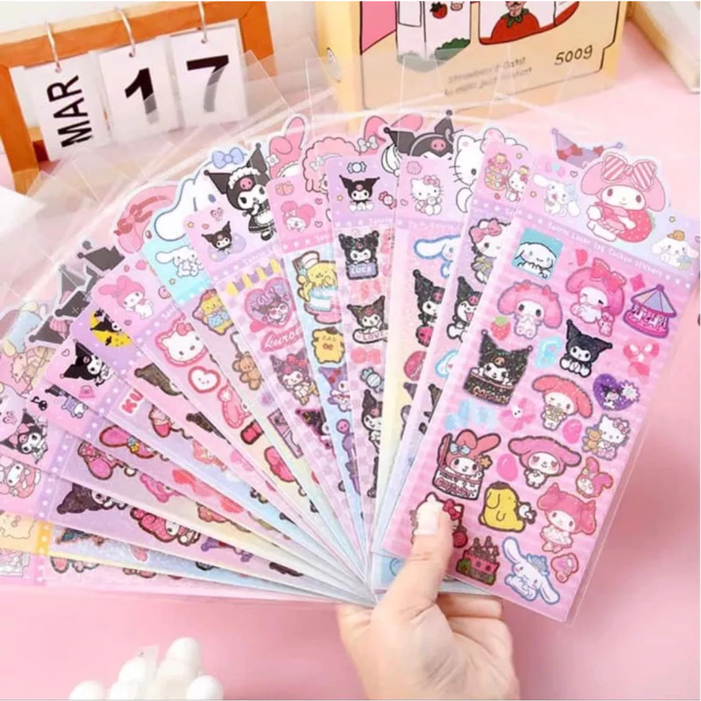 

STICKER HOLOGRAM MOTIF SANRIO KUROMI MELODY CINNAMOROL POMPOMPURIN LOTSO DLL