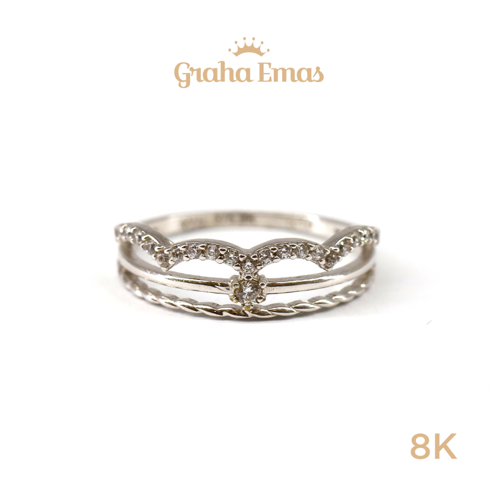 Graha Emas Cincin Emas Putih Listring 8K - White Gold Ring Listring Model 8ct [ 00OD ]