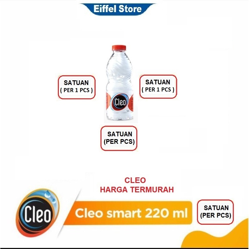 Air Mineral CLEO 220 ml / CLEO botol mini / CLEO mini 220ml Satuan per pcs (CLEO Murah, CLEO Grosir)