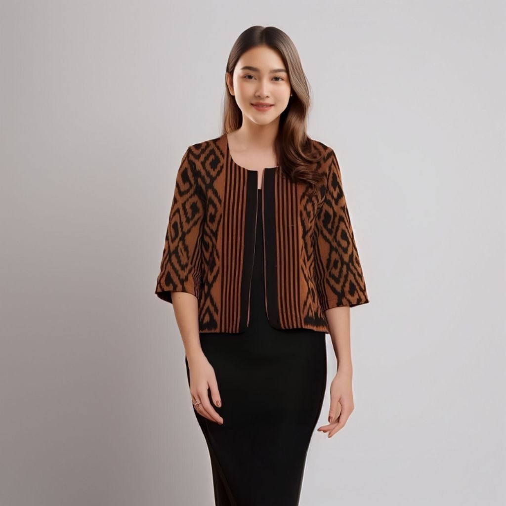 outer tenun ethnic wanita baju kantor tenun wanita