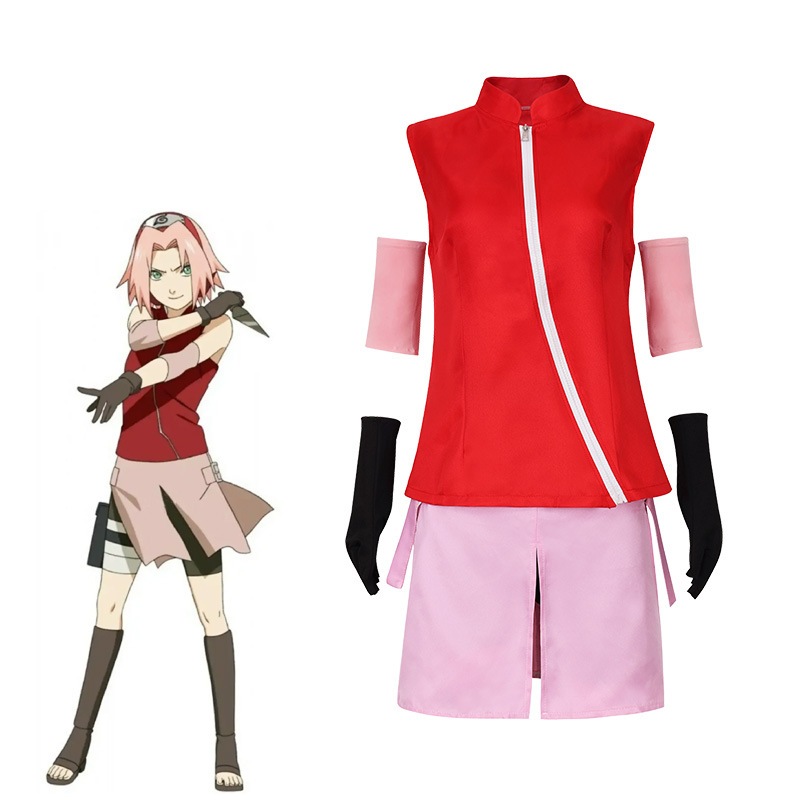 Naruto cos Sakura Haruno cosplay csotume and wig