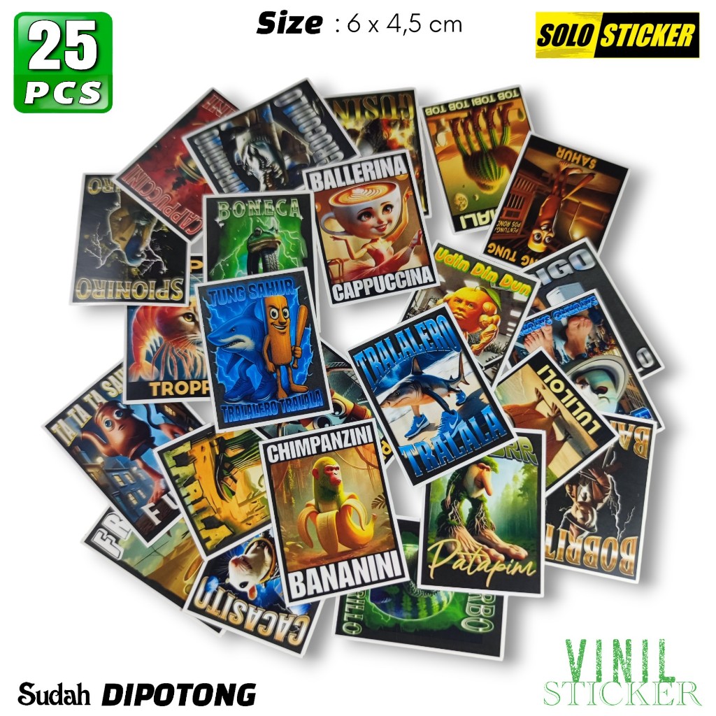 

Paket 25 pcs Stiker Anomali Tung Tung Tung Sahur Anti Air, Sudah Dipotong