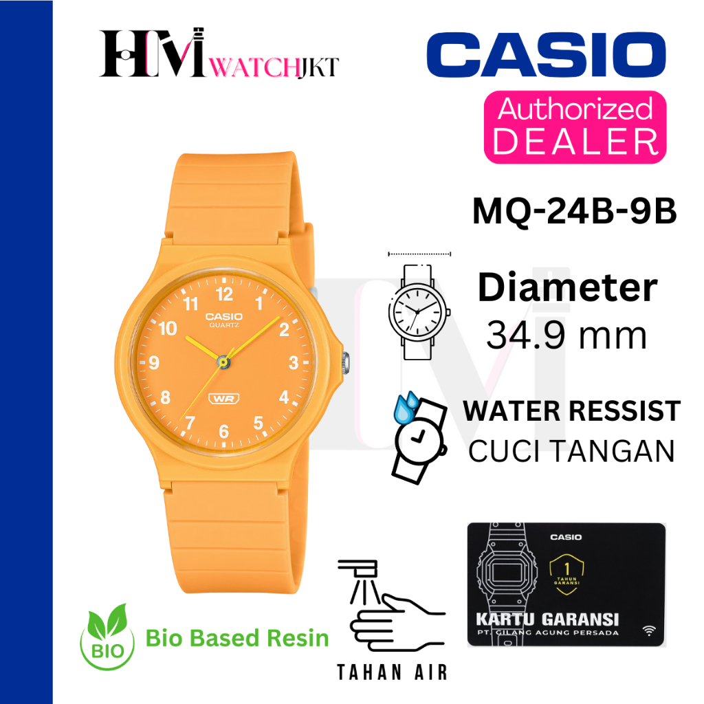 CASIO MQ-24B-9BDF Jam Tangan Pria Original Analog Karet Simple Antiair MQ-24B-9B MQ24