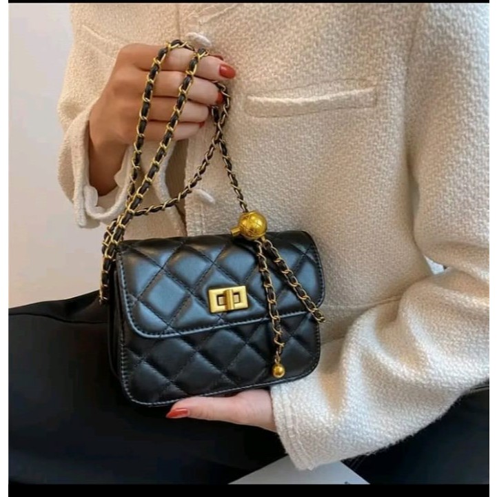 Tas selempang Wanita Suedebag Rantai emas shoulderbag Tas Kondangan