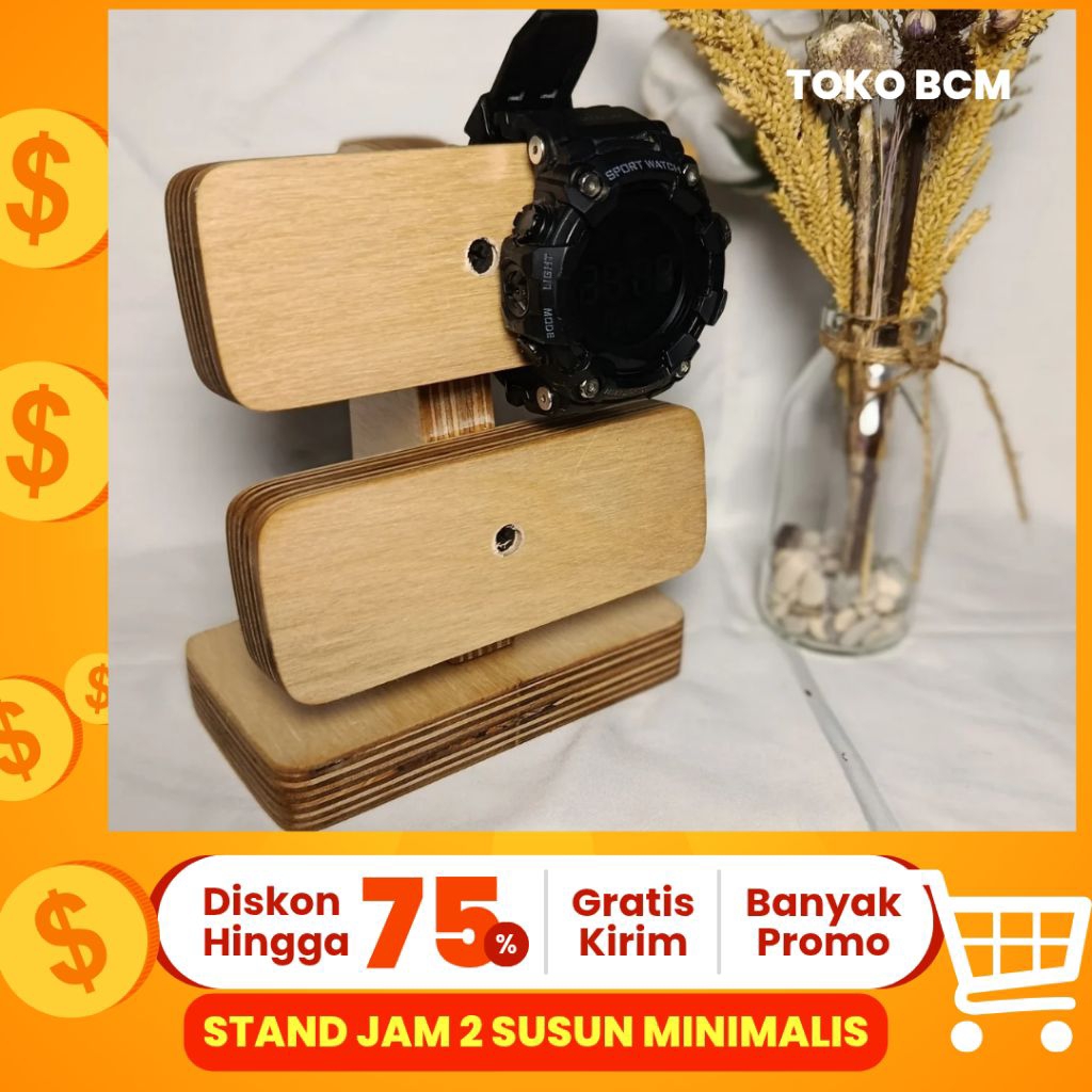Rak Jam Tangan Kayu 2 Tingkat – Organizer Jam Koleksi stand jam kayu stand jam tangan rak jam tangan