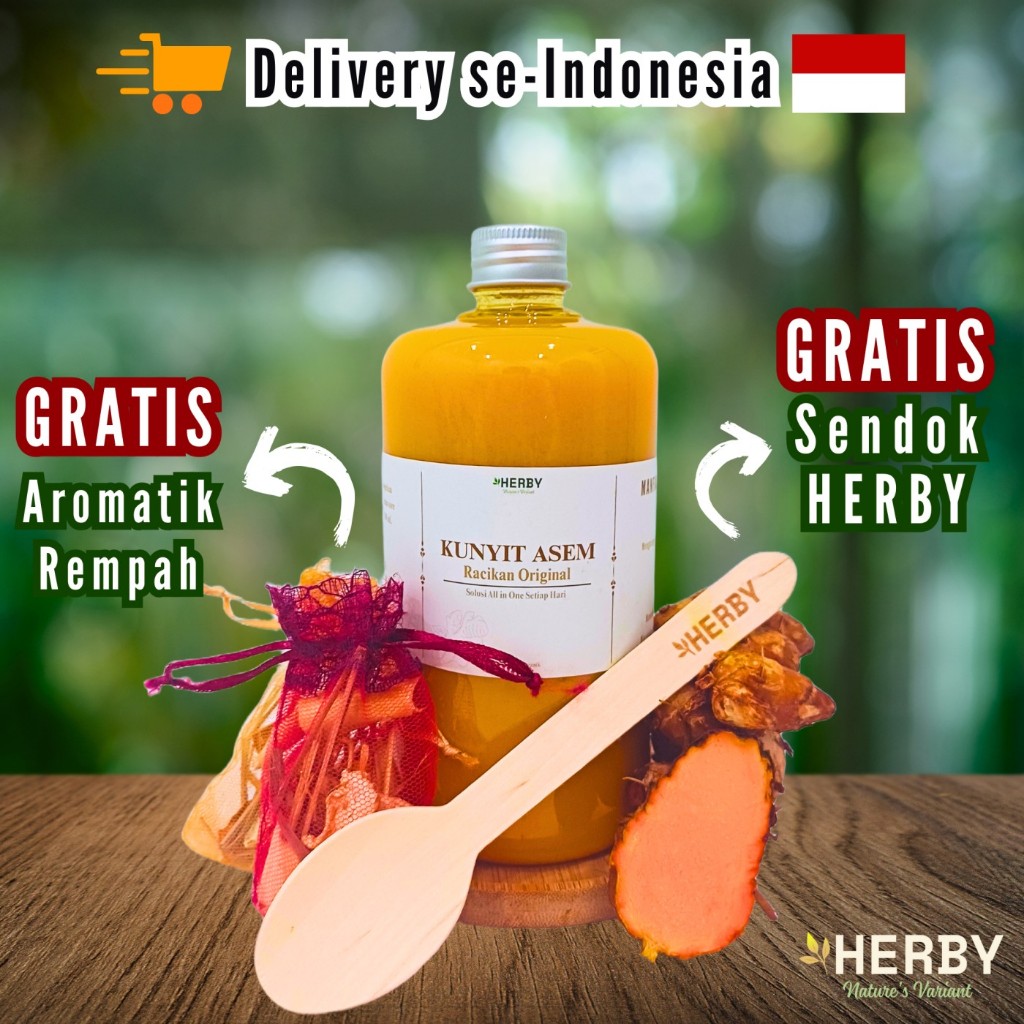

HERBY Jamu Kunyit Asem & Beras Kencur (500 mL) 100% Bahan Alami Tanpa Pengawet