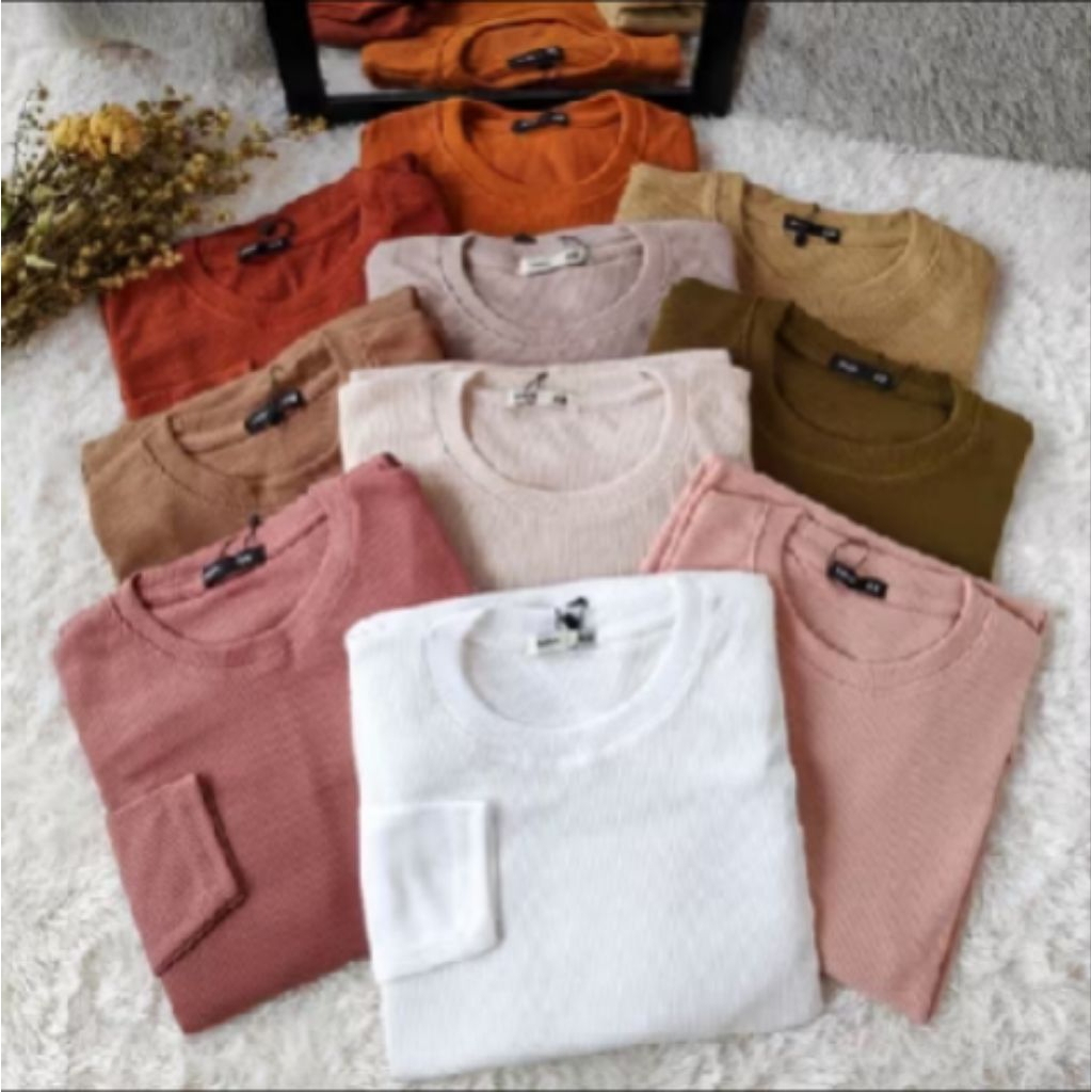 KODE B | KAOS RIB PREMIUM OBLONG POLOS TSHIRT BASIC TEE | KAOS LENGAN PANJANG WANITA | RIB PREMIUM