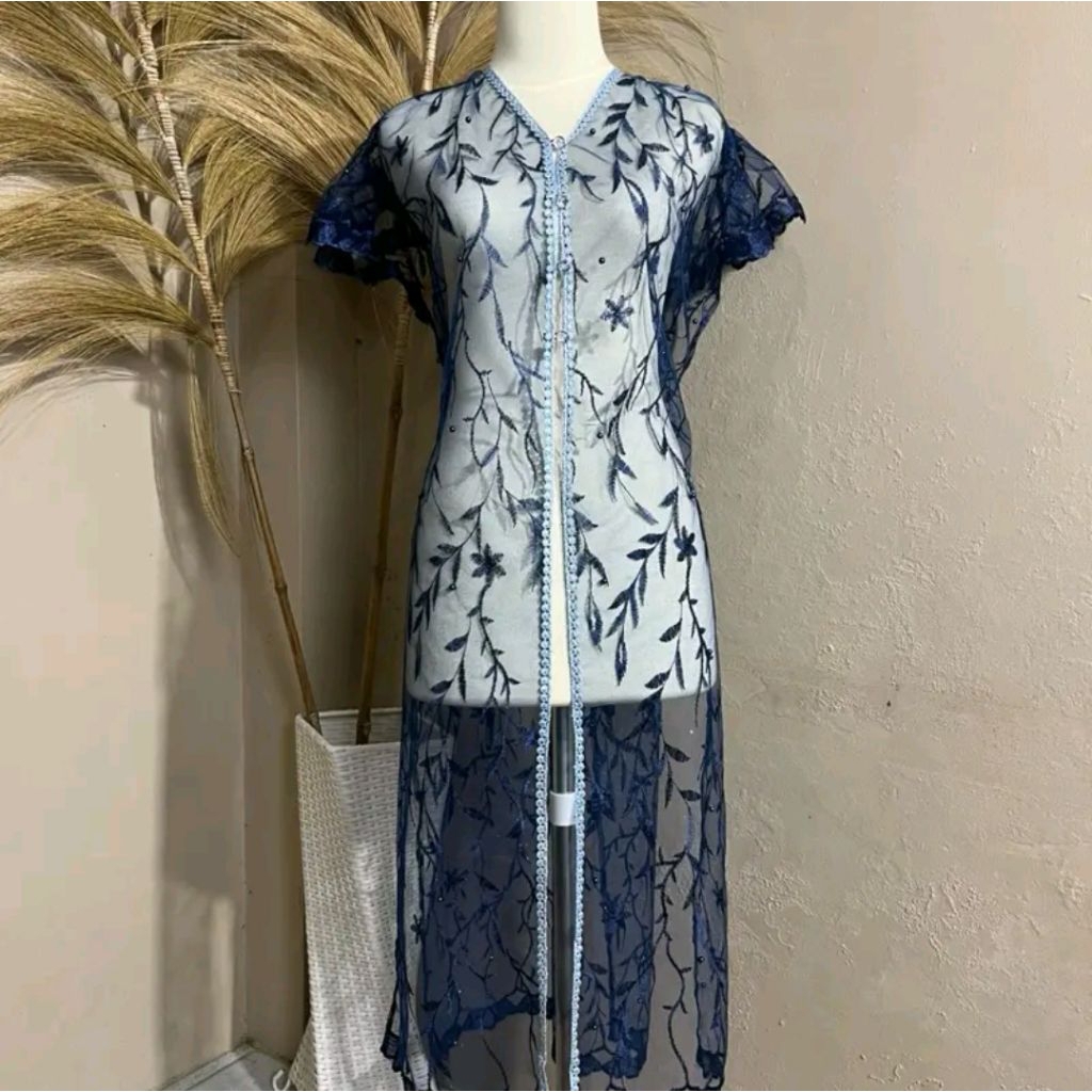 Long Vest Brokat Outer Wanita Terbaru • Rompi Outer Panjang Brukat Bordir Glitter Model Kekinian