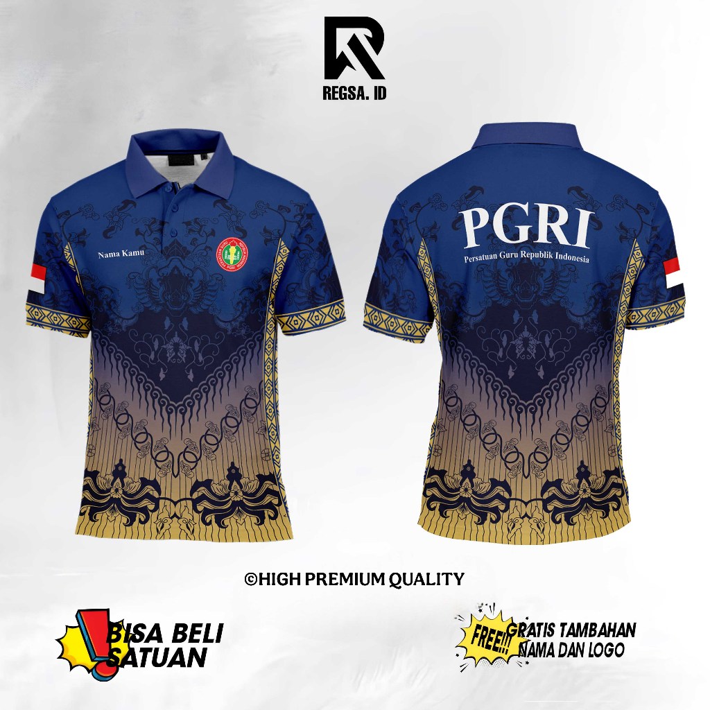 RA Baju Persatuan Guru Republik Indonesia PGRI  2025 Pria/Wanita Gratis custom nama dan logo Berkera