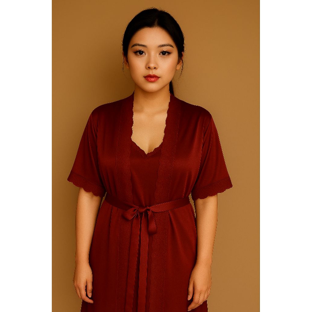 Baju tidur kimono Tricot satin halus wanita