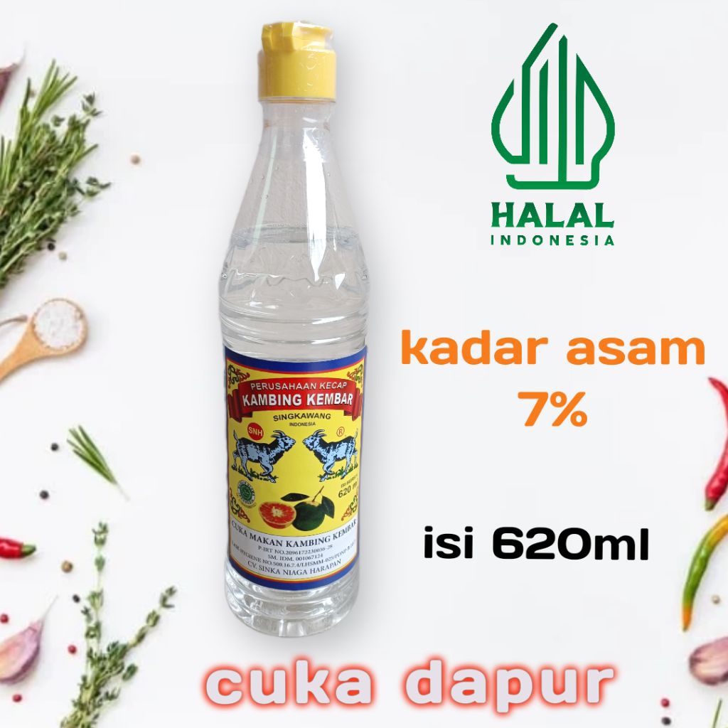 

cuka putih cuka dapur kandungan asam 7% kambing kembar 620ml