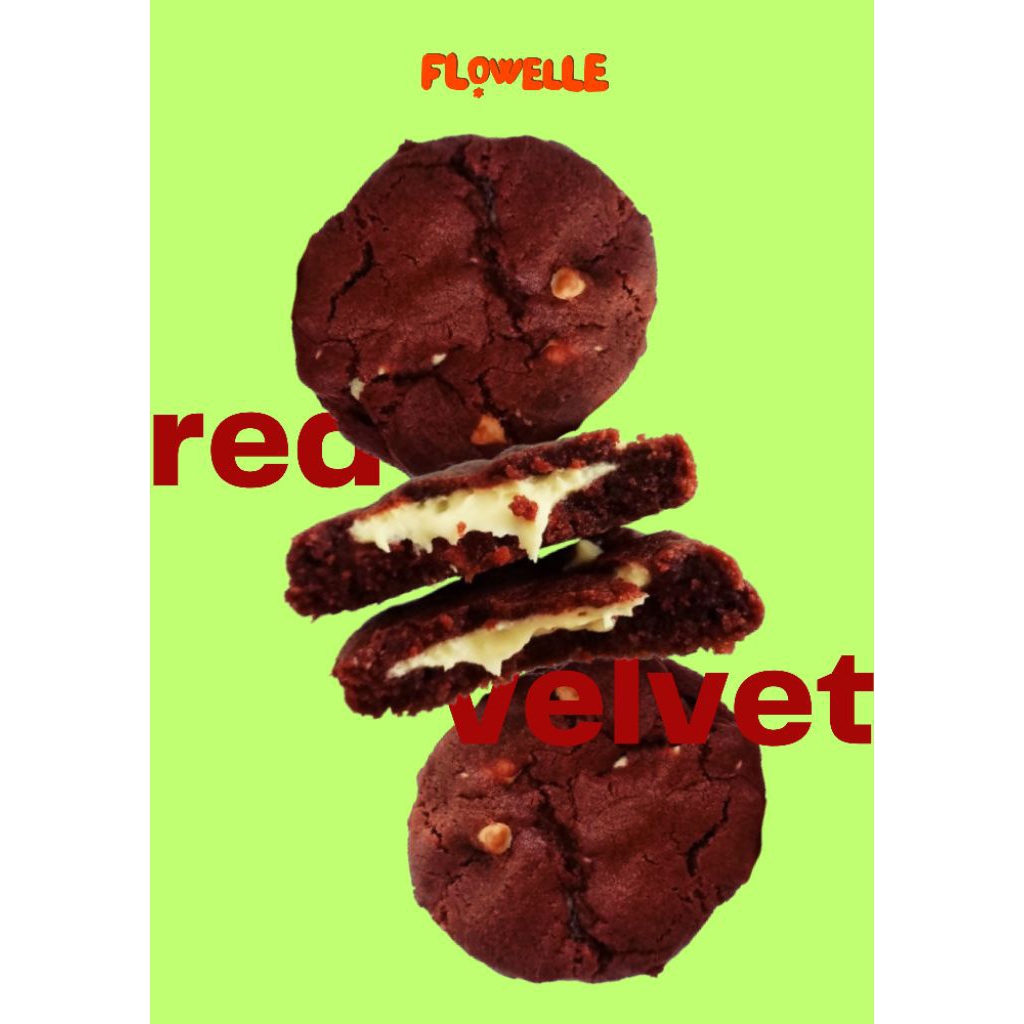 

Red Velvet Cookies | Cookies Flowelle | Red Velvet Cheese | 50 gram | Pcs