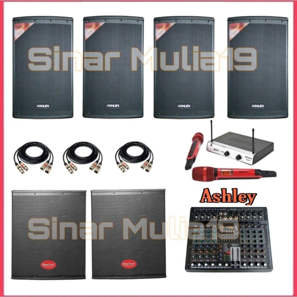 Paket Sound System Lapangan 4 Unit Speaker Aktif 15 Inch Ashley Hero 15a Subwoofer Aktif 15 Inch Bar