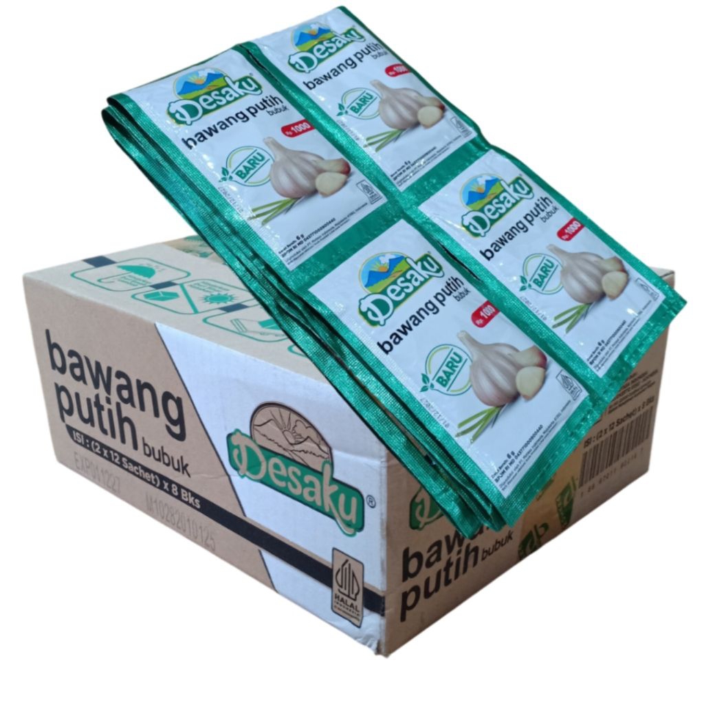

Desaku Bawang Putih Bubuk 1 Dus Isi 192 Sachet ( 16 Renceng )