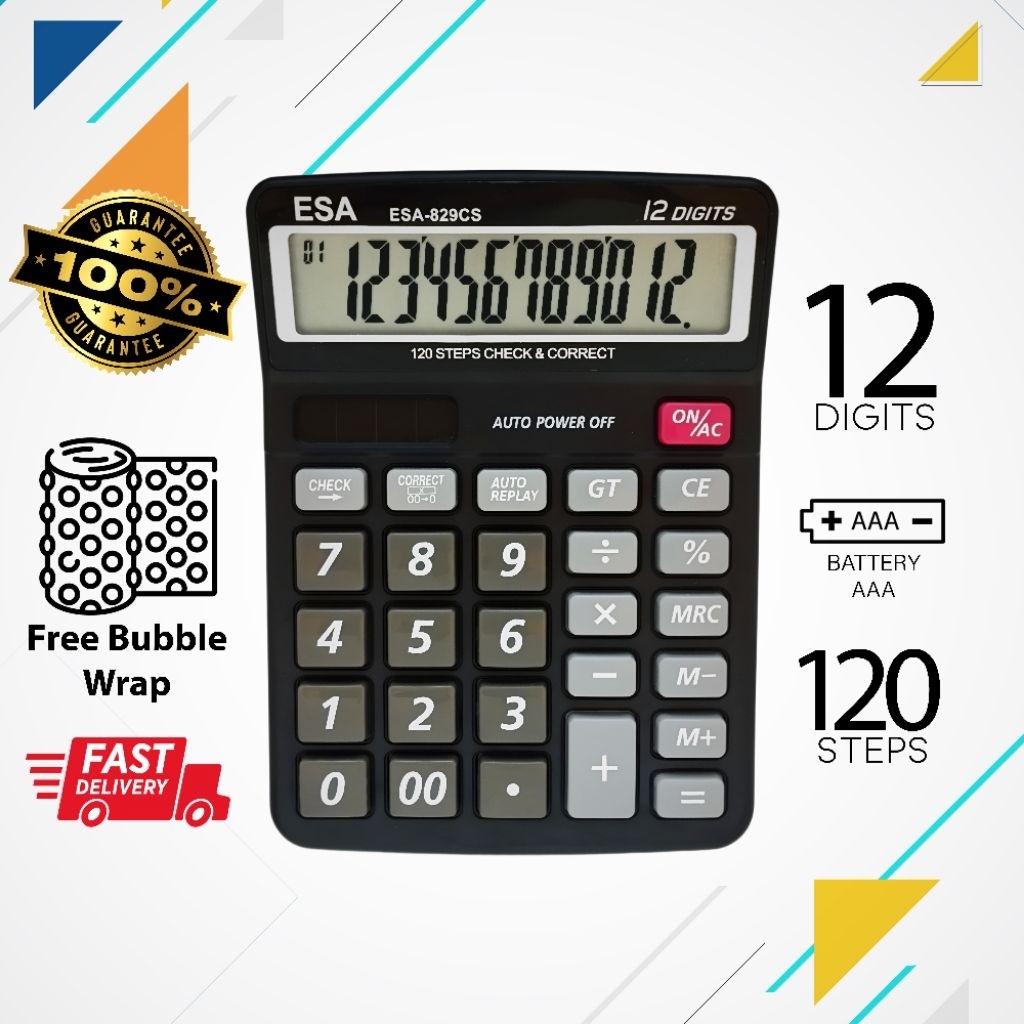 

Calculator Esa 829Cs Kalkulator Digital 12 Digits Check & Correct