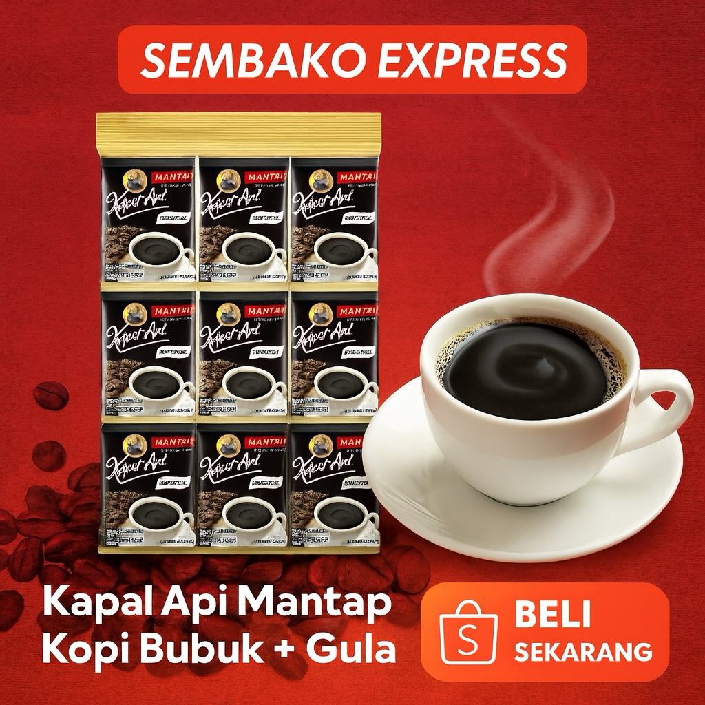 

Kapal Api Kopi Bubuk + Gula Mantap 24 g x 10 Sachet – Rasa Pas, Mantap Setiap Seduhan