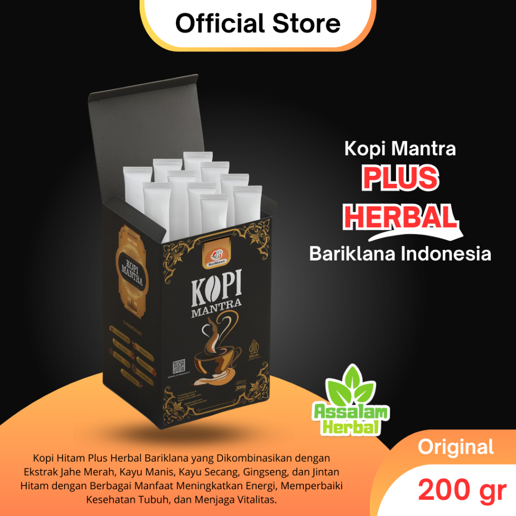 

Kopi MANTRA Plus Herbal Ginseng Jintan Hitam Jahe Merah Kayu Manis Secang Menambah Fokus dan Stamina
