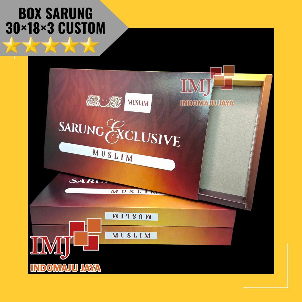 

GRATIS DESAIN BOX SARUNG CUSTOM DESAIN FULL COLOR 30x18x3 KADUS SARUNG 30×18×3 CUSTOM DESAIN KARDUS