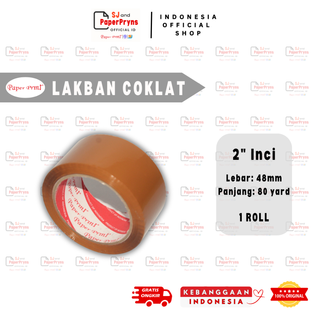 

PAPERPRYNS Lakban OPP Coklat 2” Inci (48mm x 80 Yard) - 1 ROLL