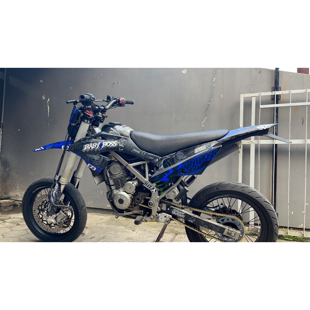 Decal Stiker KLX 150 BF Dekal Striping Sticker Motor KLX Bf Motif Tengkorak Garang