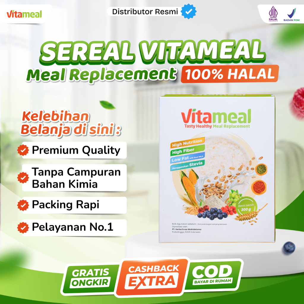 

[100% GARANSI] VITAMEAL SEREAL SARAPAN OAT MEAL GRANOLA SEHAT ALAMI