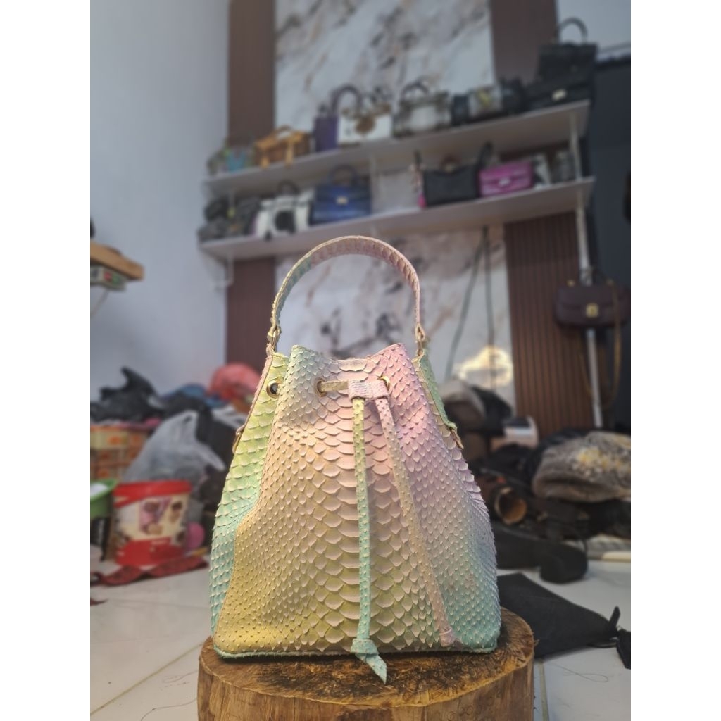 Tas serut Kulit Ular asli warna paddle Pop