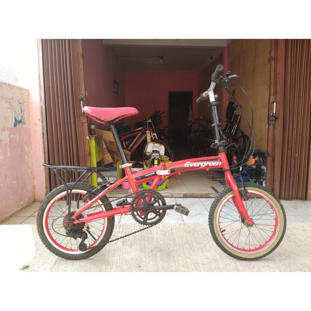 Sepeda Lipat Seken Evergreen UK 16 Inch Speed 6 Siap Pakai