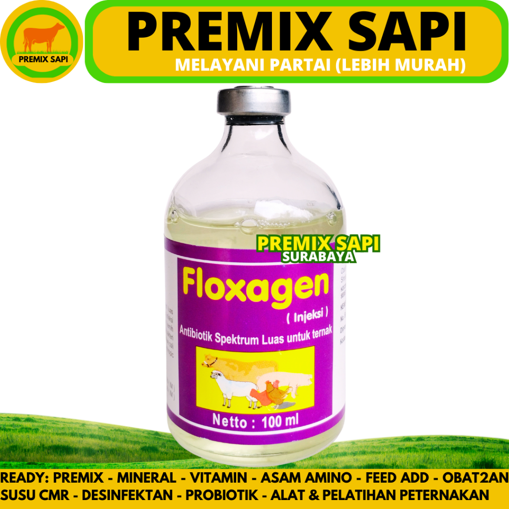 FLOXAGEN 100ML - Obat Hewan Mengatasi Infeksi Pernafasan Untuk Ternak Sapi Babi Kambing Unggas