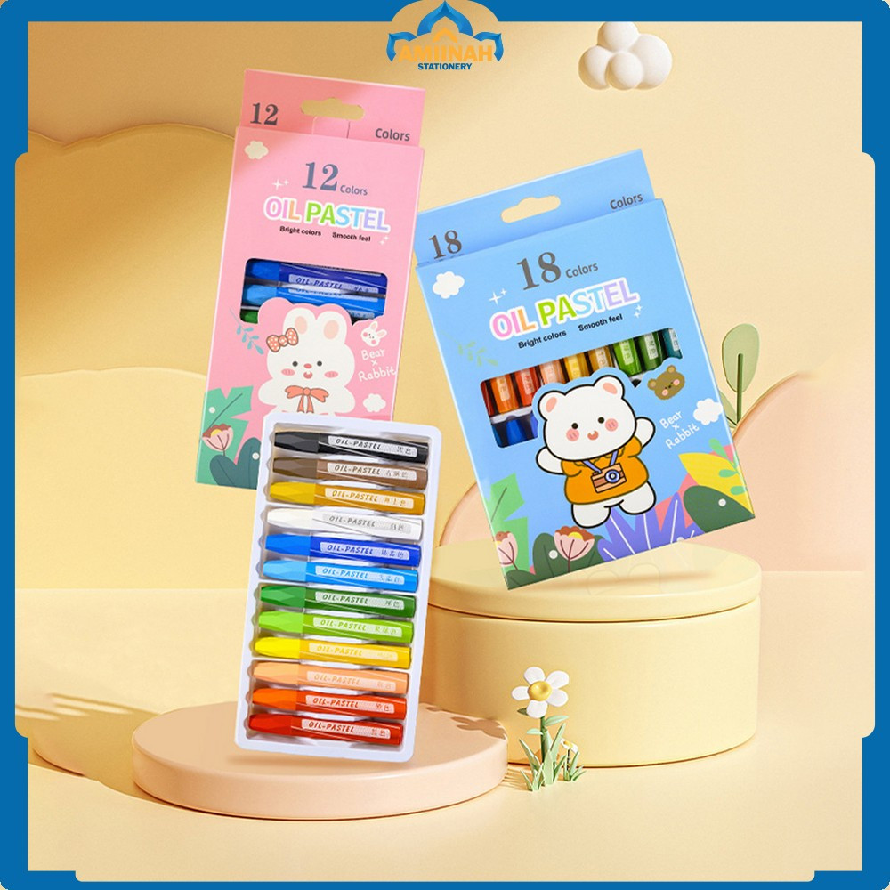 

Krayon Minyak Isi 12 dan 24 Warna Motif Kartun / Crayon Oil Pastel Perlengkapan Mewarnai Anak / Set Krayon Pigmentasi Tinggi Aman Untuk Anak Amiinah Stationery A99