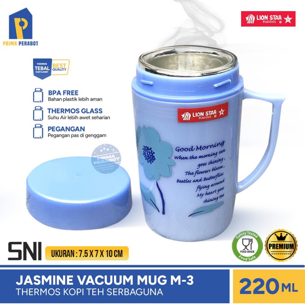 Mug Termos Gelas Vakum 220 ml Jasmine Vacuum Cup Hot and Cold Lion Star M-3