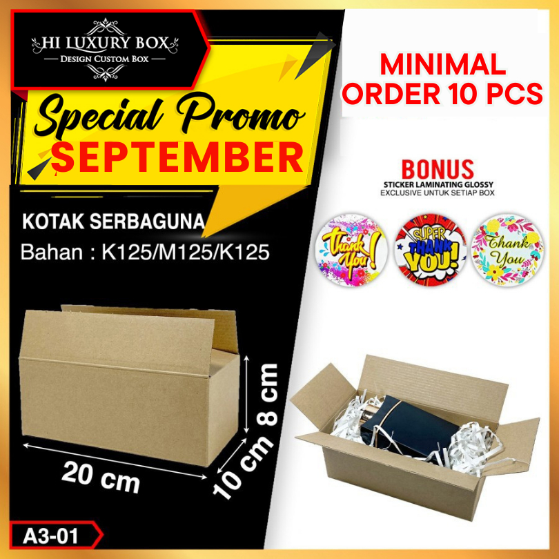 

Kotak | Dus | Box Kardus Serbaguna Kraft Murah 20x10x8 Lipat | A3-01