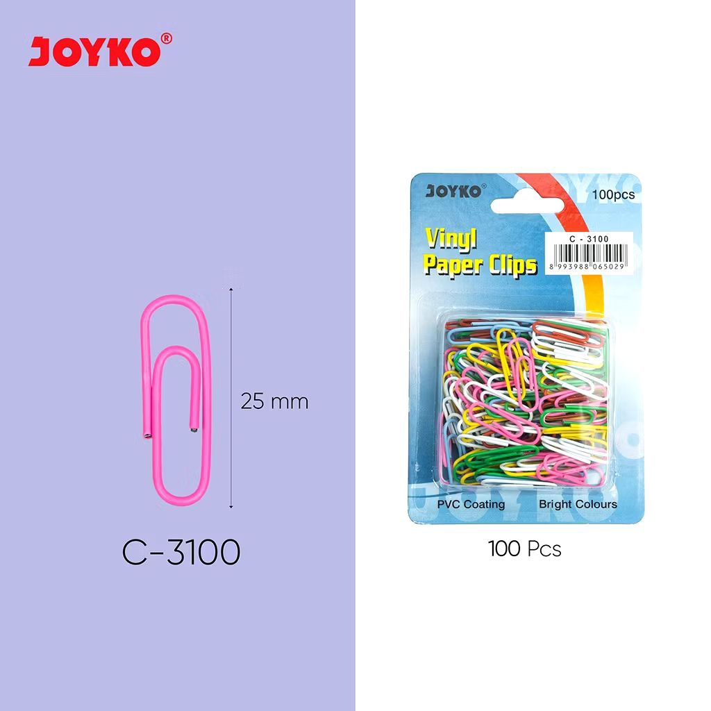 

Joyko C-3100 | Paper Clip 26mm | Klip Kertas Warna | Clip Color | Penjepit Kertas | Trigonal Clip Warna