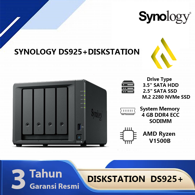 Synology DiskStation DS925+ 4-Bay NAS Server Storage Cloud DS925 Plus 4-Bay
