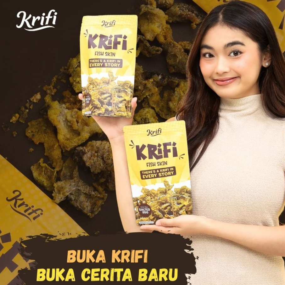 

Paket 2 Pack - Krifi Fish Skin - Snack Keripik Kulit Ikan Rasa Salted Egg - Cemilan Crispy
