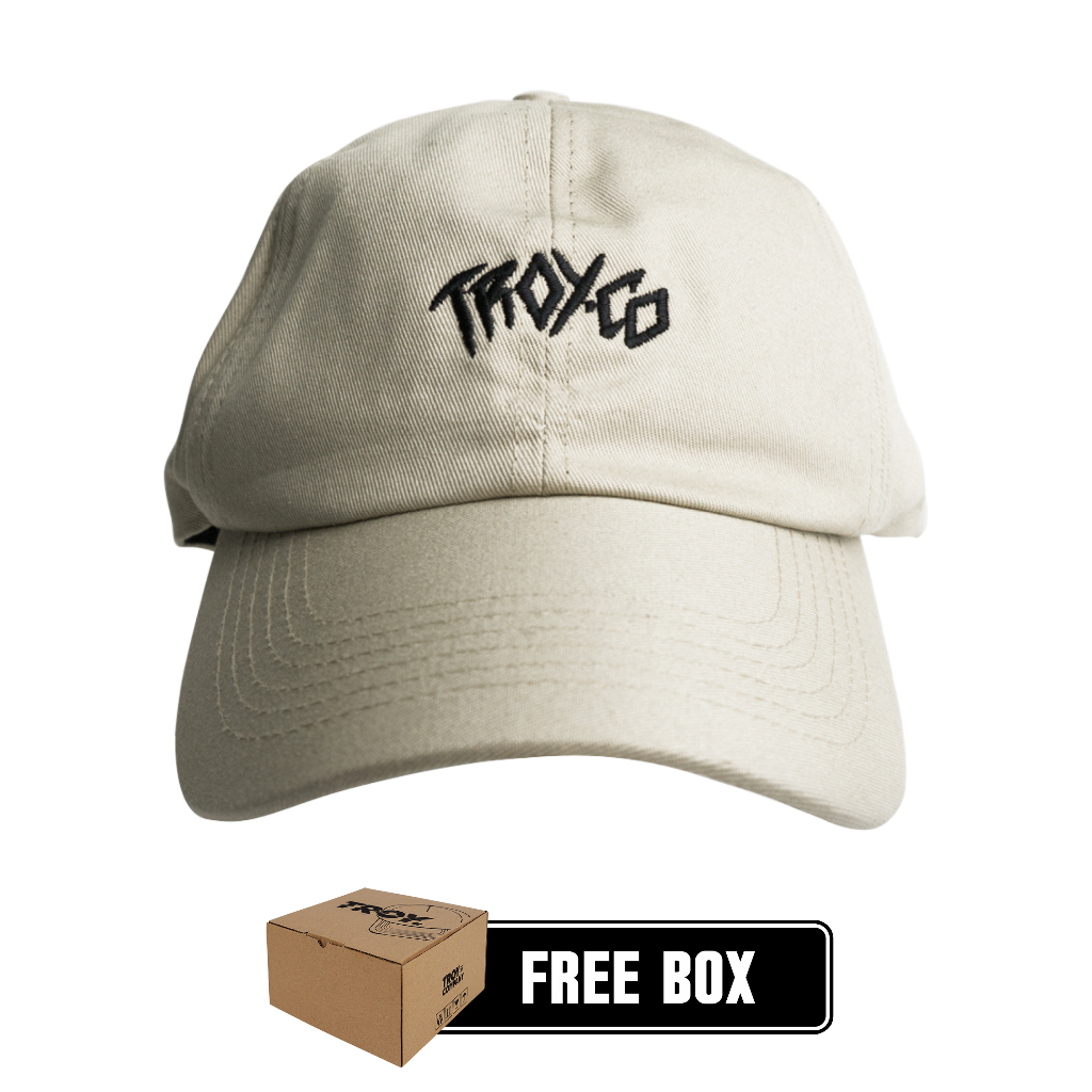 [FREE BOX] Troy Company Polo Cap Cream Ubica - Topi Baseball Coklat Krem BC 3272