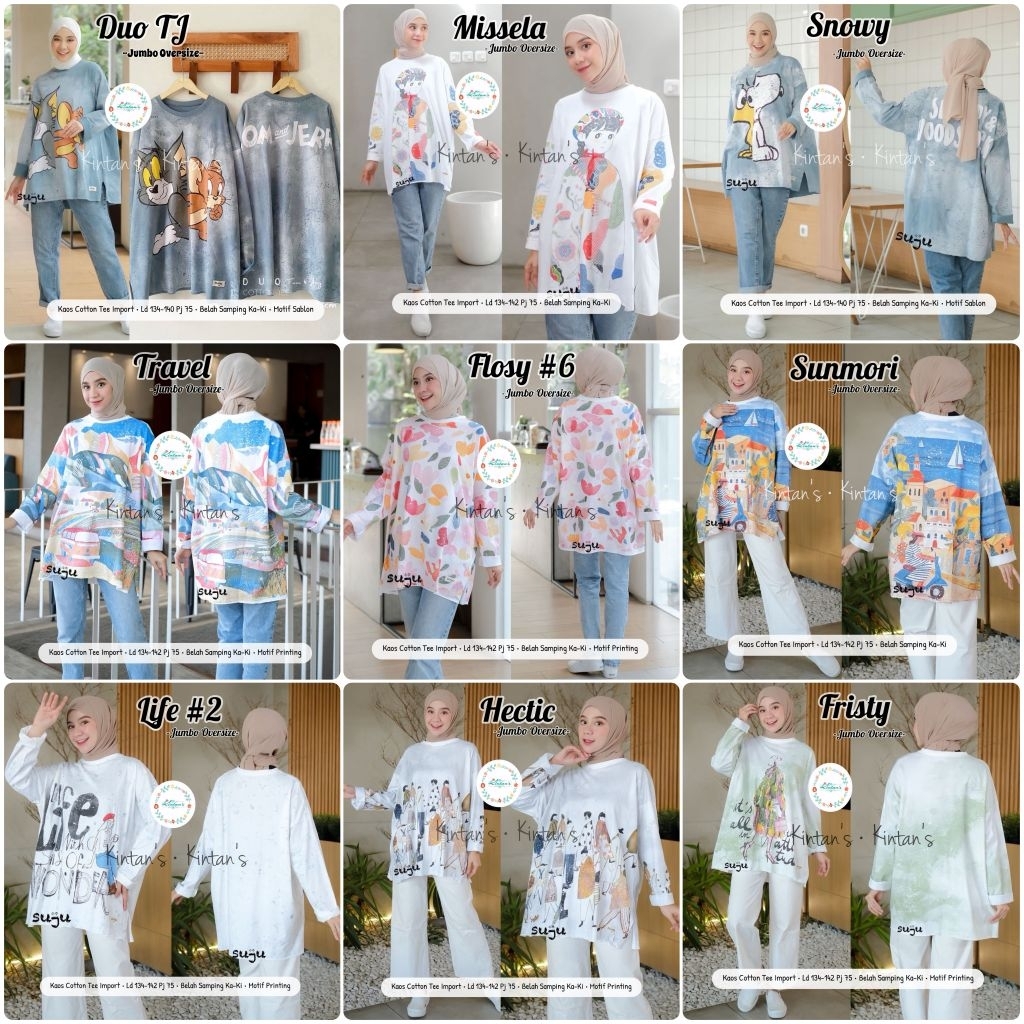 KAOS LENGAN PANJANG WANITA JUMBO BY KINTANS PREMIUM IMPORT LD 130+