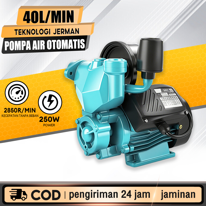 REAIM Pompa air Otomatis 250W Mesin Pompa Air Pompa Air Listrik Pompa Pendorong Tekanan Air Booster 