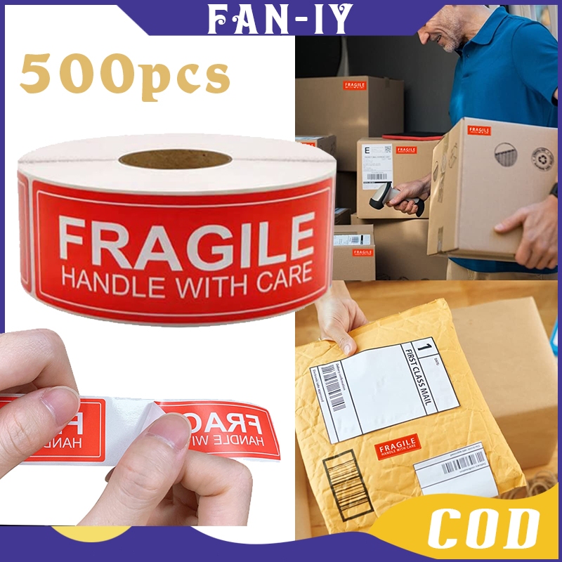 

500Pcs Jangan Dibanting Stiker Isolasi Fragile Jangan Dibanting Lakban Unboxing