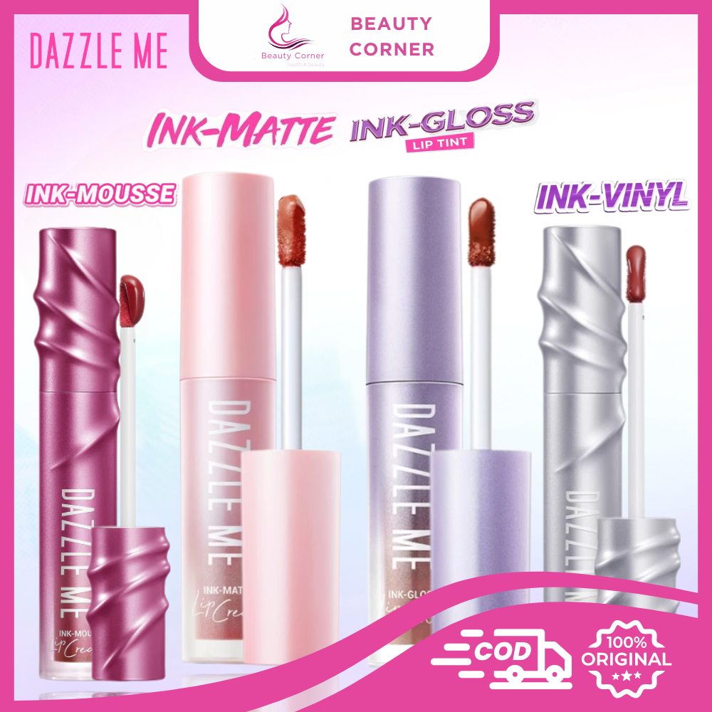 DAZZLE ME Ink-Gloss Lip Gloss Tinted Stain Tint Watery Ink Gel Moist Hydrating Glossy Plumpy Finish 