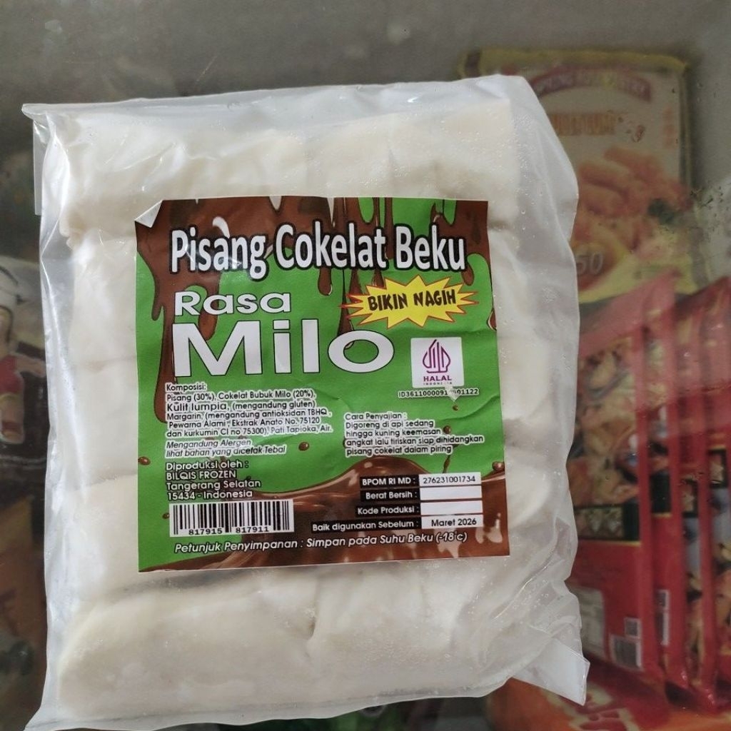 

pisang cokelat beku rasa Miloe isi 10 pcs