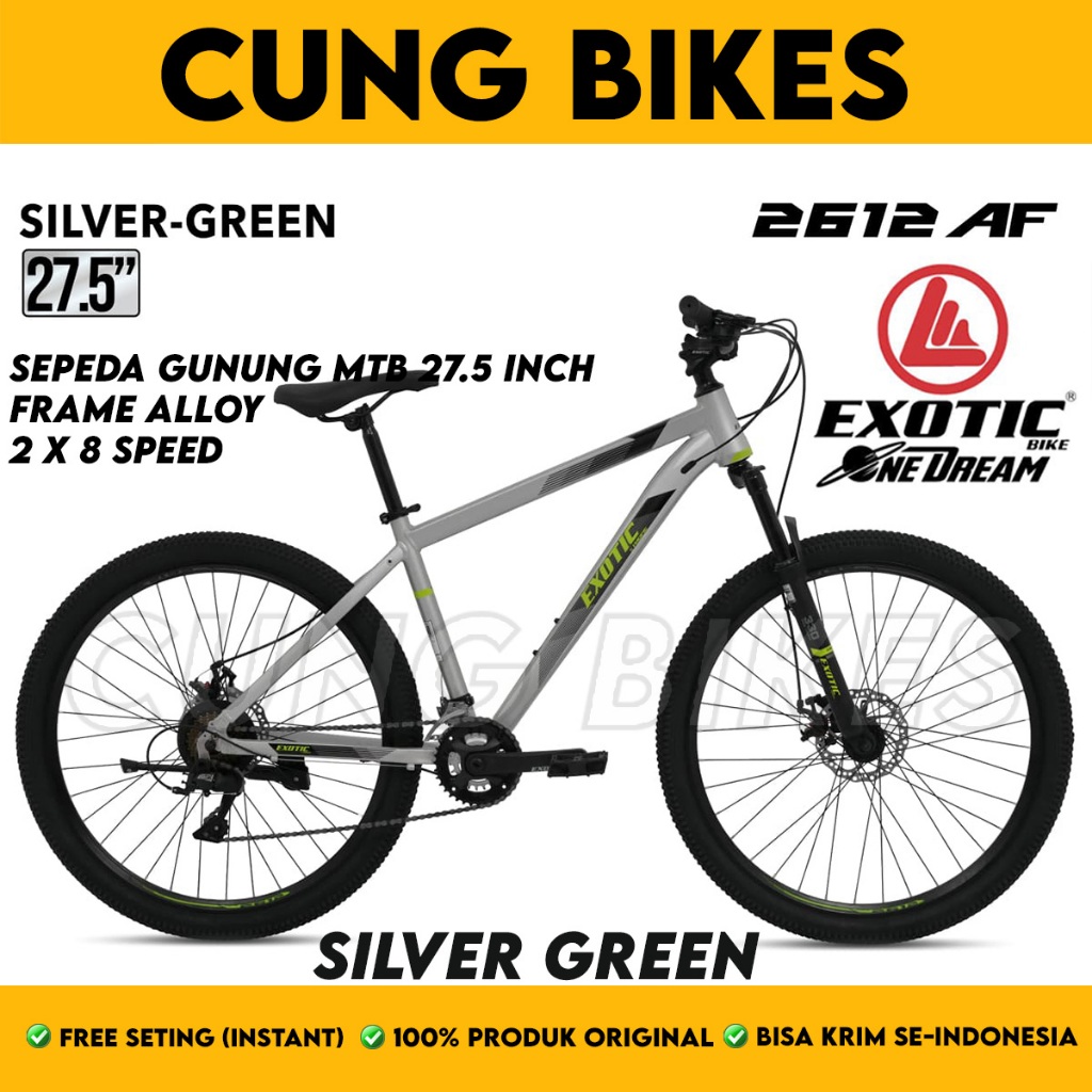 Sepeda gunung MTB 26 27.5 inch EXOTIC 2612 AF frame alloy inner cable 2 x 8 speed