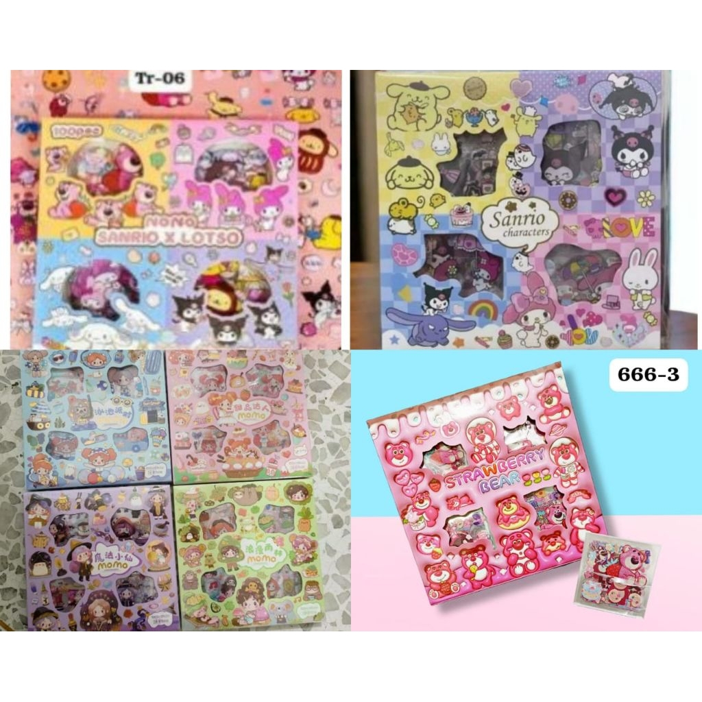 

READY STICKER ANAK MURAH ISI 100 LBR STICKER LOTSO MOMO SANRIO CAPYBARA MINECRAFT LABUBU