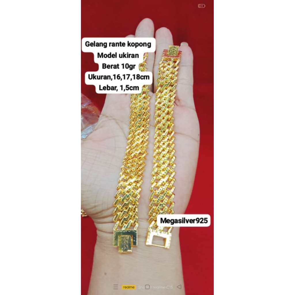 gelang rante model ukiran, asli ( perak 925 )