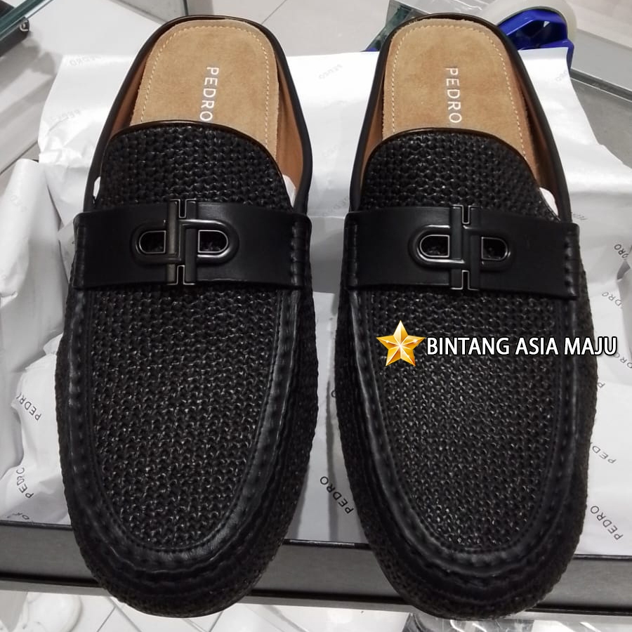 SEPATU SANDAL PEDRO PRIA ORIGINAL KULIT ASLI HITAM PM005