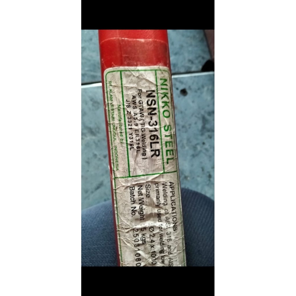 Kawat Las Argon Tig Stainless steel NSN-316LR Size. 2.4MM ER316L