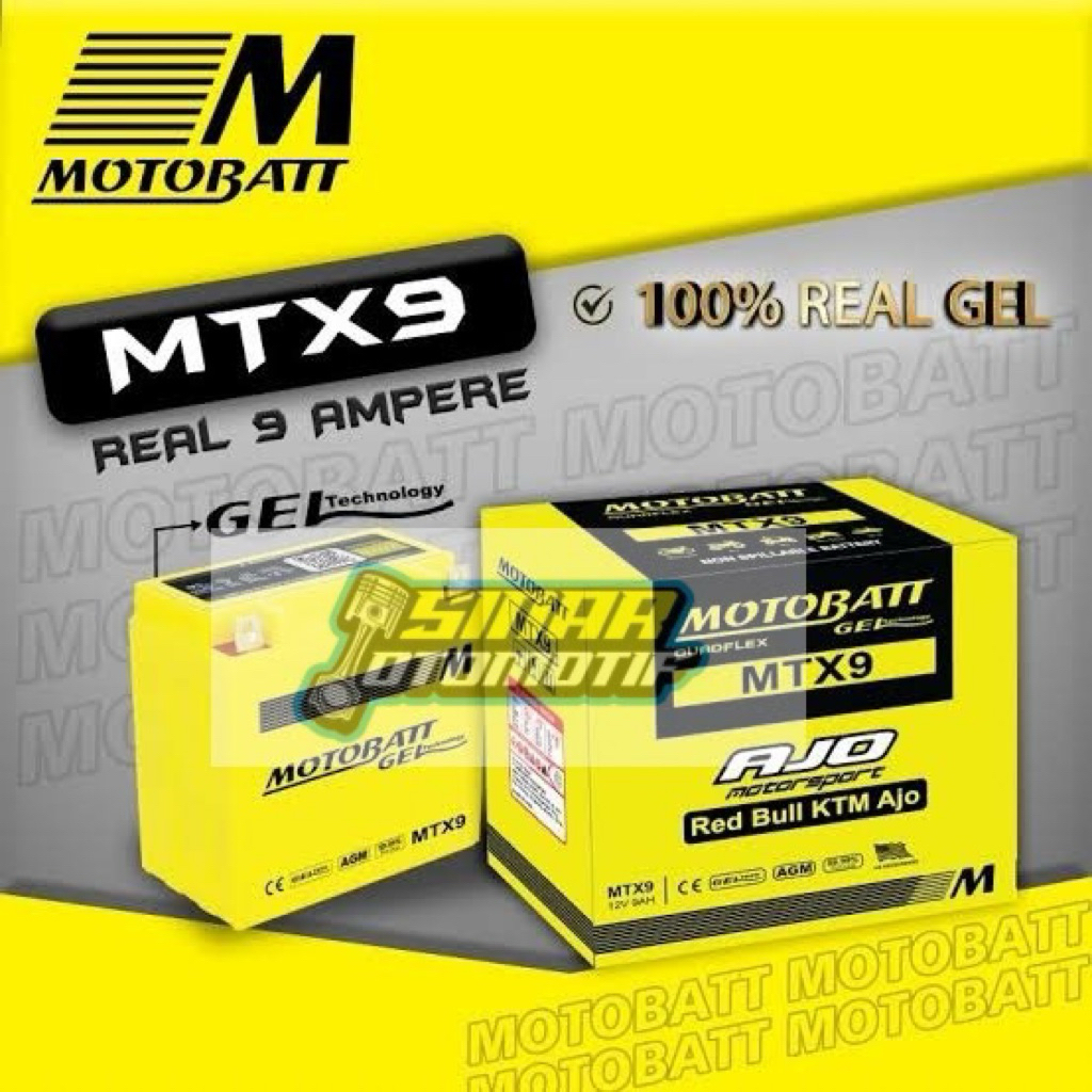 Aki Motobatt GEL Original MTX9 Thunder 125 250 Pulsar 180cc 200cc