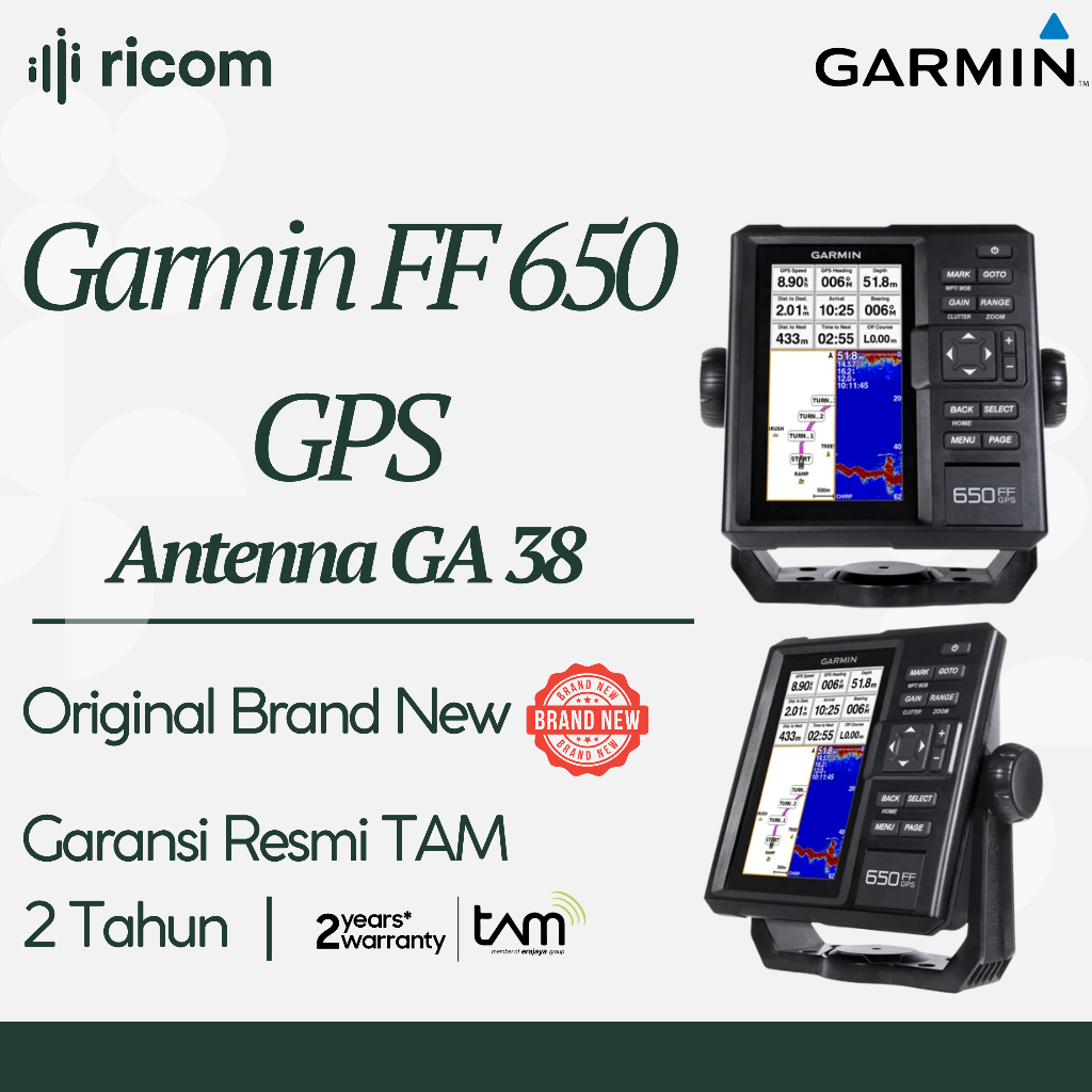 Garmin FF 650 GPS + Antenna GA 38 – Garmin Fishfinder 650 GPS Original Garansi Resmi TAM 2 Tahun
