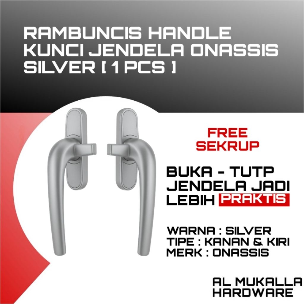 Onasis Rambuncis Jendela Alumunium - Handle Jendela Alumunium Minimalis / Grendel Kunci Jendela & Pi