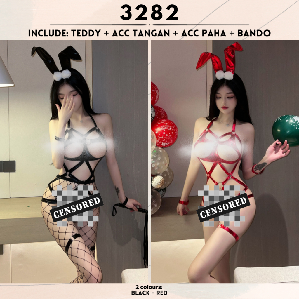 Sexy 3282 Lingerie Latex Cosplay Leather Style Bunny Playboy Baju Haram Sexy Lingerie